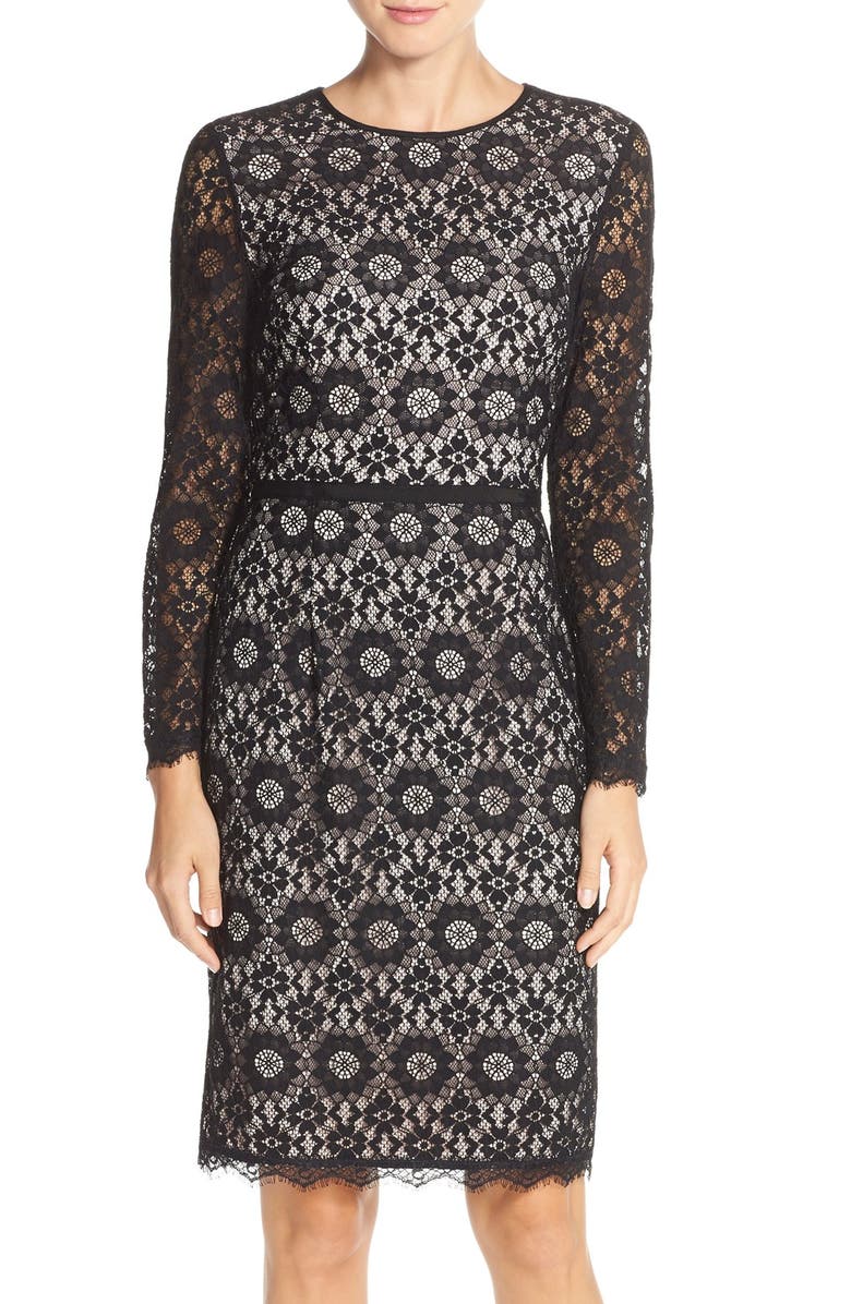 Maggy London Lace Sheath Dress, Main, color, 