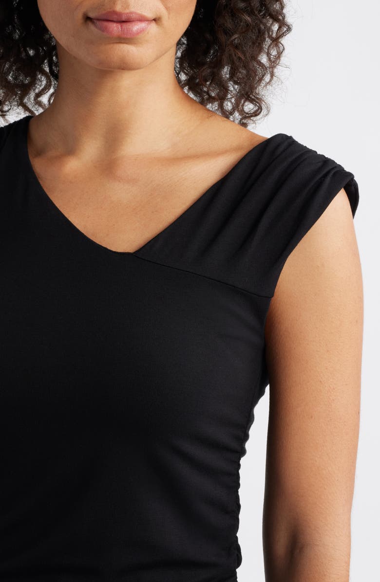 Loveappella Asymmetric Drape Top, Alternate, color, Black