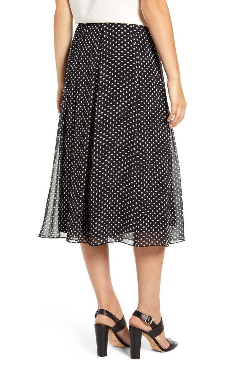 Anne Klein Dot Box Pleat Skirt, Alternate, color,