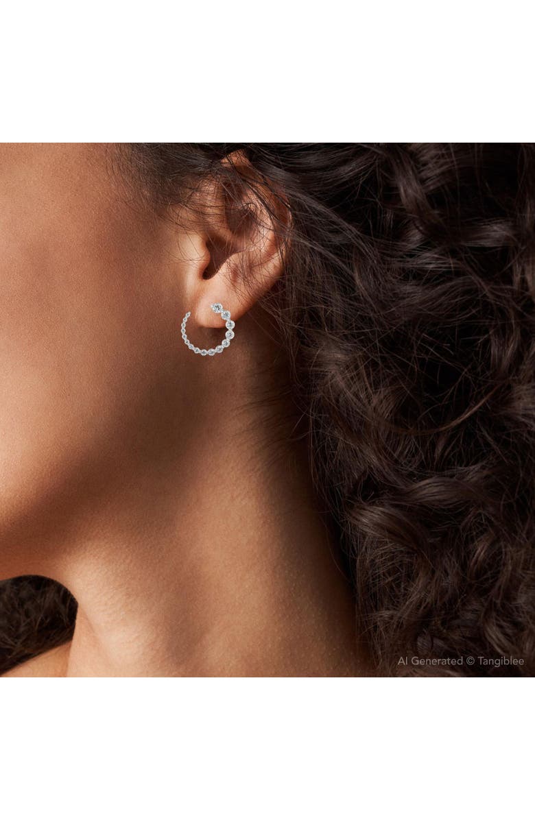 Bliss Diamond 1 1/2Ct Graduated Diamond Circle Earrings 14k Gold Journey Studs Lab Grown, Alternate, color, 14K White Gold