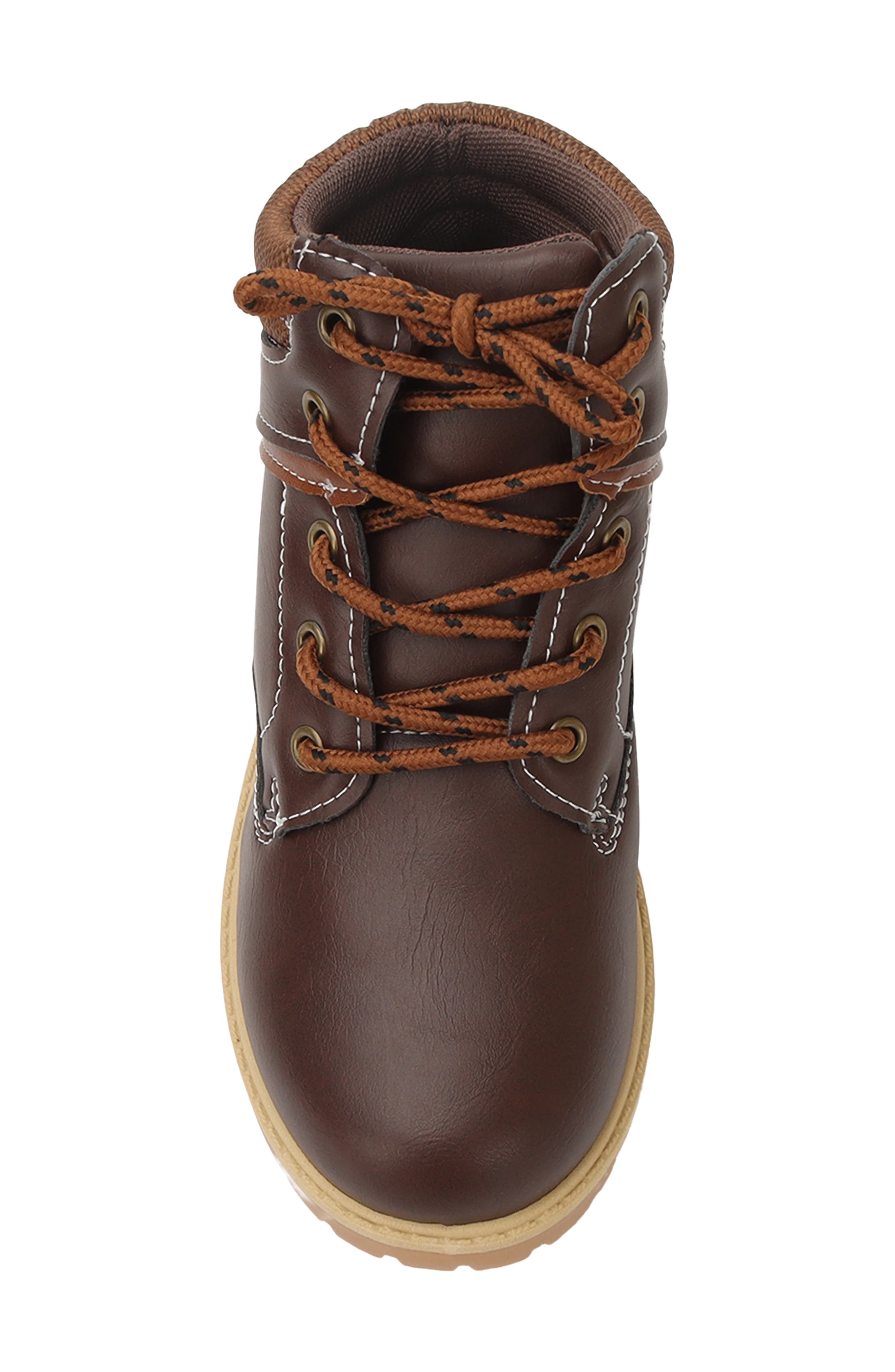 Kids' Allison Faux Leather Combat Boot, Alternate, color, BROWN