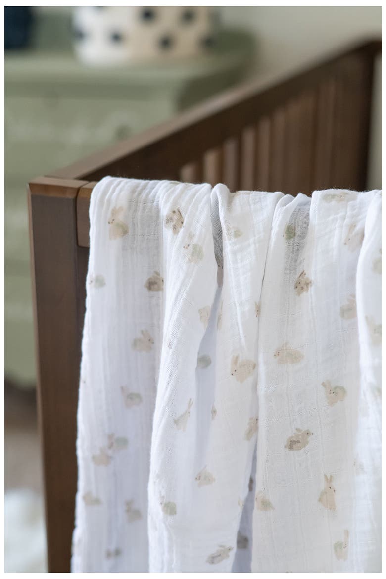 Organic Cotton Swaddle, Alternate, color, HOPPY BUNNY