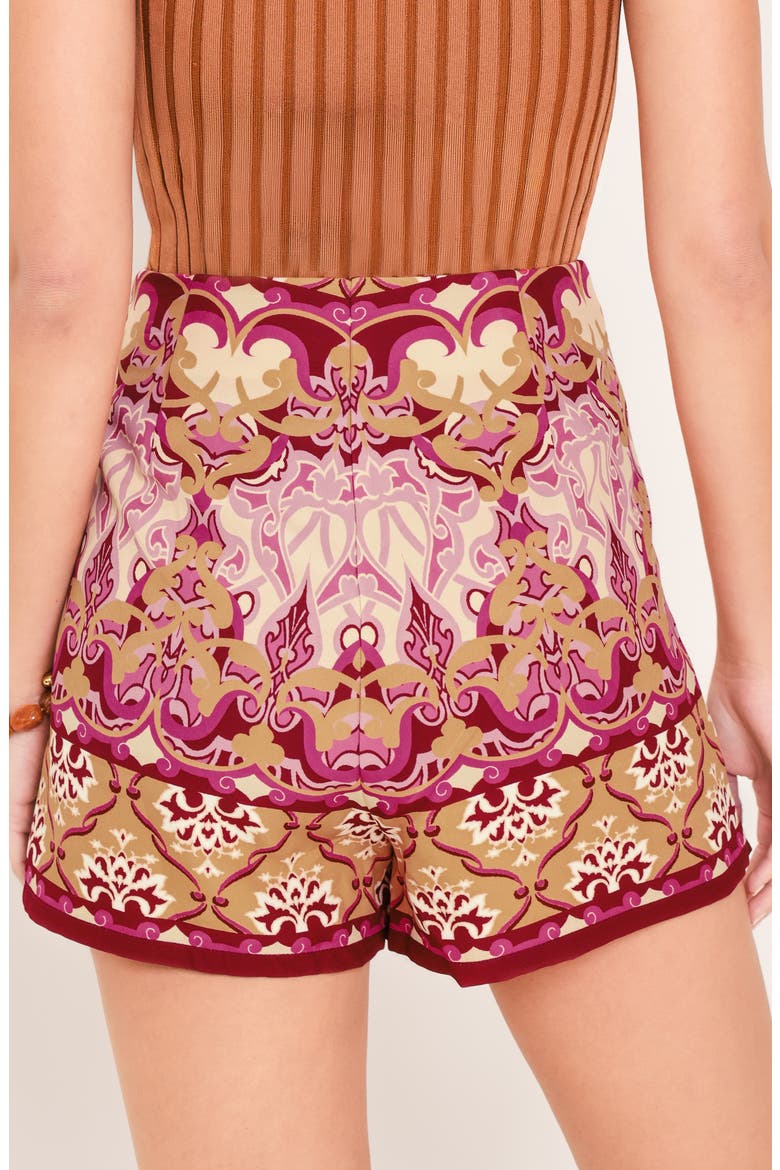 Printed Side Zip Skort, Alternate, color, BURGUNDY