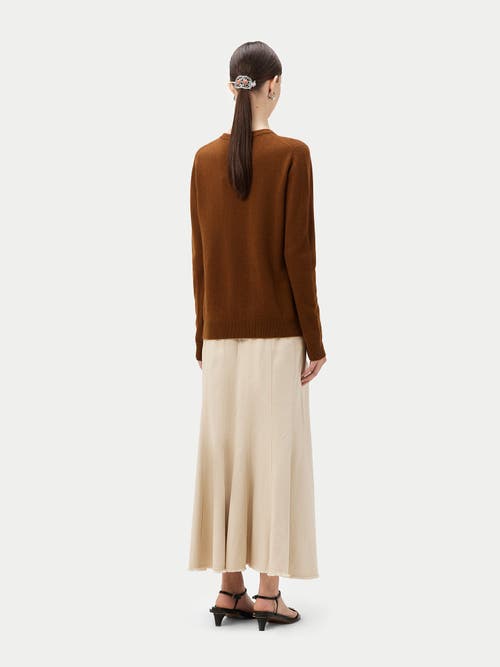 Gobi Mongolian Cashmere Crew Neck Cardigan In Chipmunk