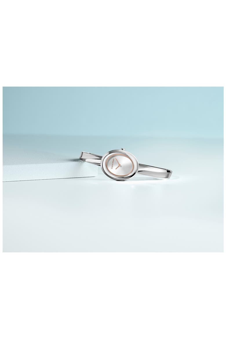 Twisted Bezel Quartz Bangle Watch, 24mm, Alternate, color, SILVER