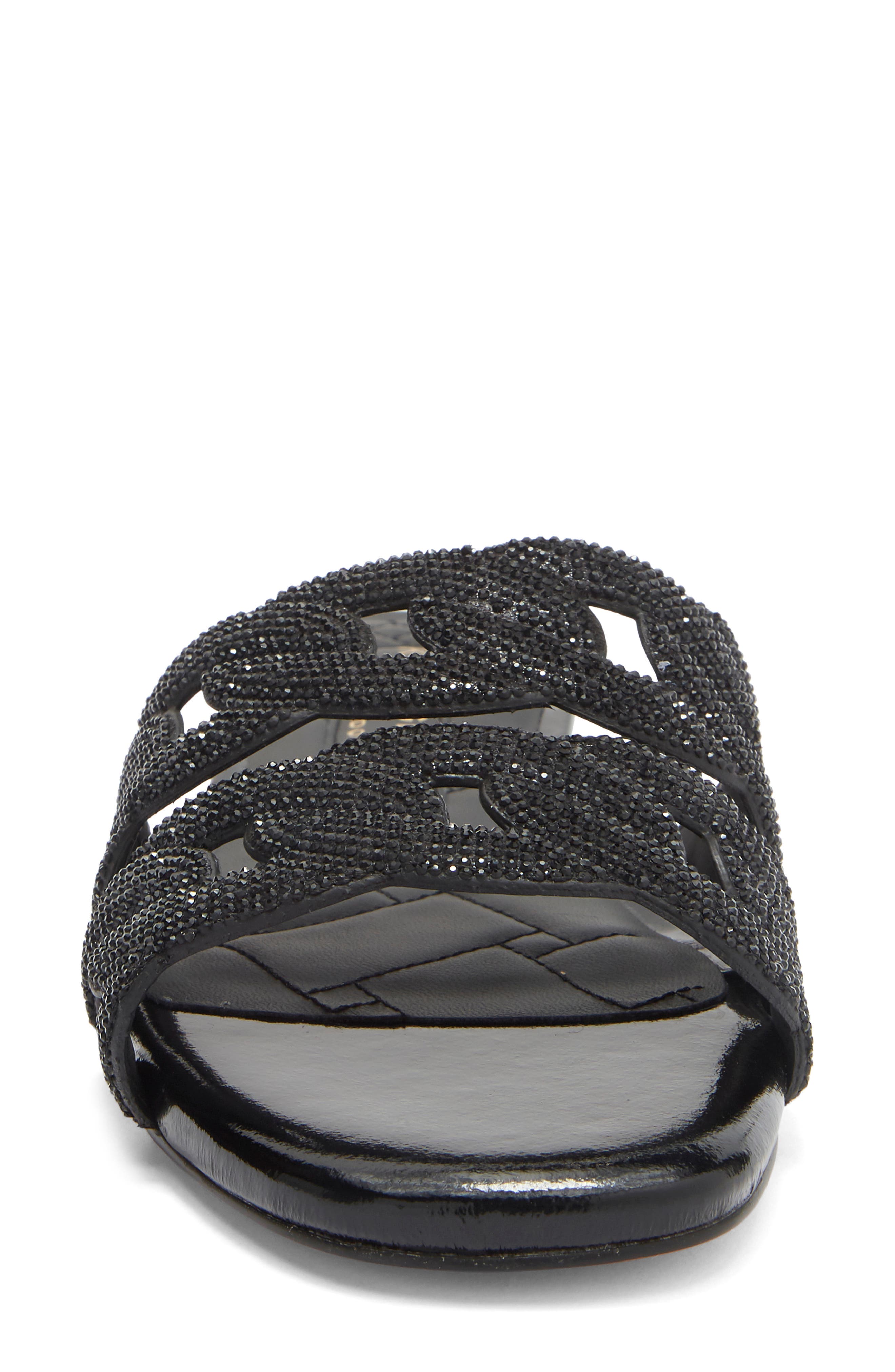 Crystal Chain Slide Sandal, Alternate, color, BLACK