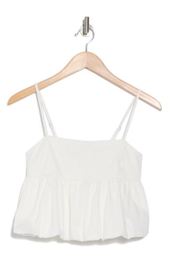 Abound Bubble Peplum Crop Top In White Blanc