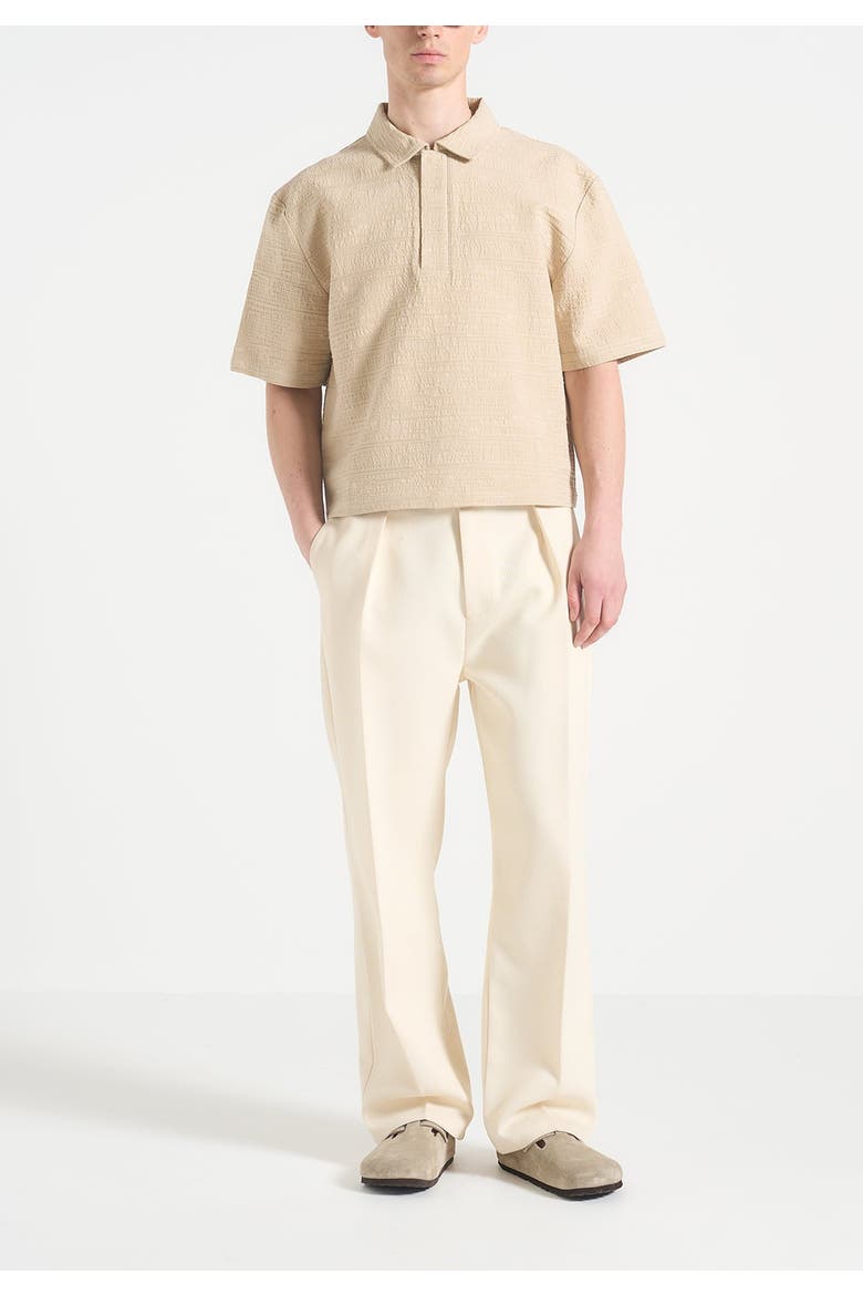 Simon Boxy Textured Polo Shirt, Main, color, Beige