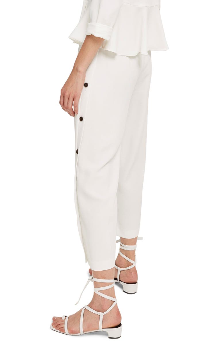 Topshop Horn Button Side Crop Wide Leg Trousers, Alternate, color, 