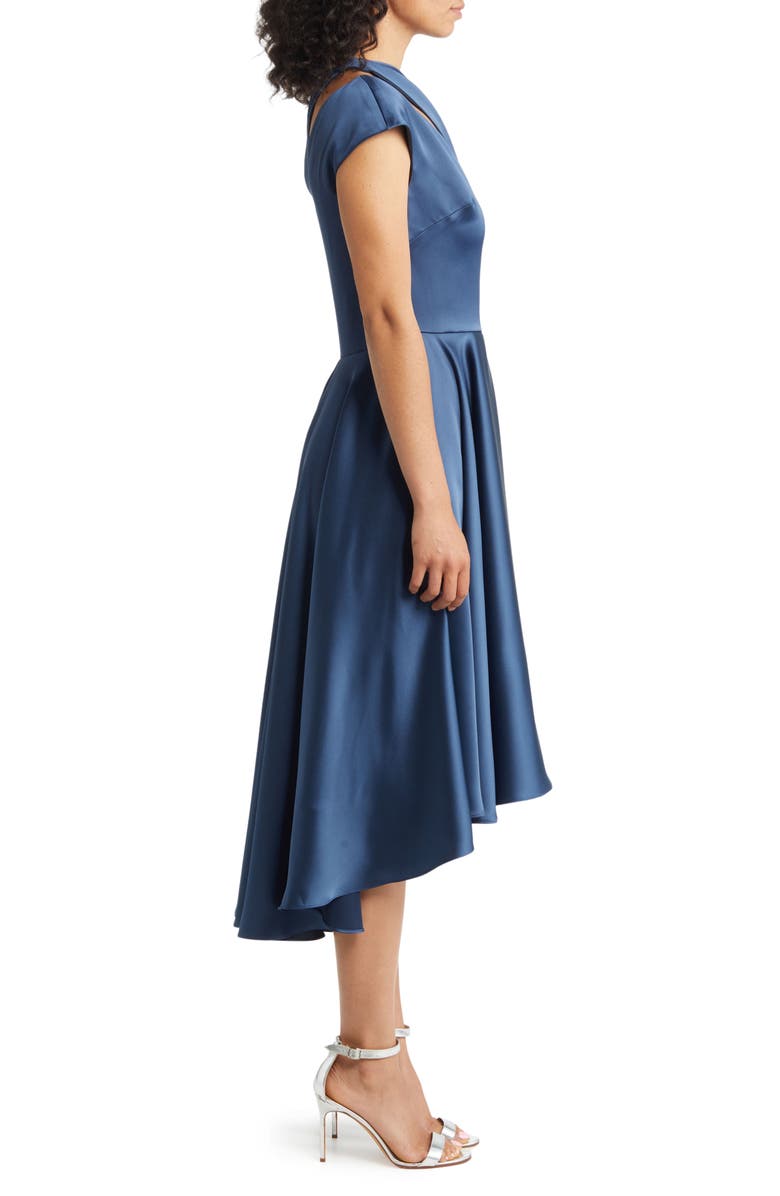 Amsale One-Shoulder High-Low Satin Cocktail Dress, Alternate, color, 
