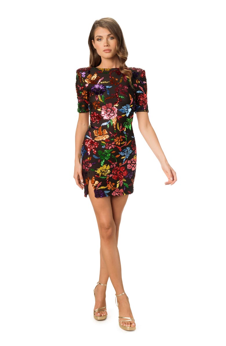 Dress the Population Maddox Floral Sequin Minidress, Alternate, color,