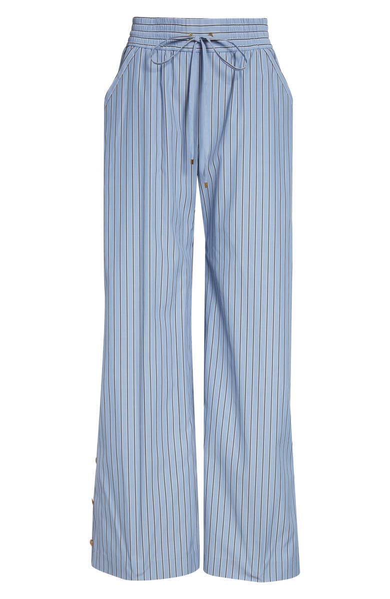 Zimmermann Rebellion Stripe Poplin Wide Leg Button Pants, Alternate, color, Hydrangea Stripe
