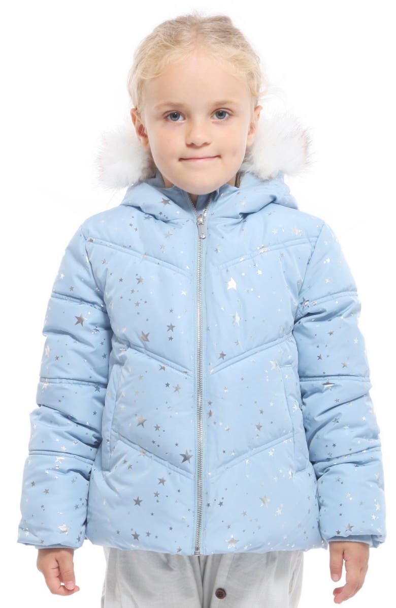 Rokka&Rolla Kids' Heavyweight Puffer Jacket, Alternate, color, Blue Fog Silver Star