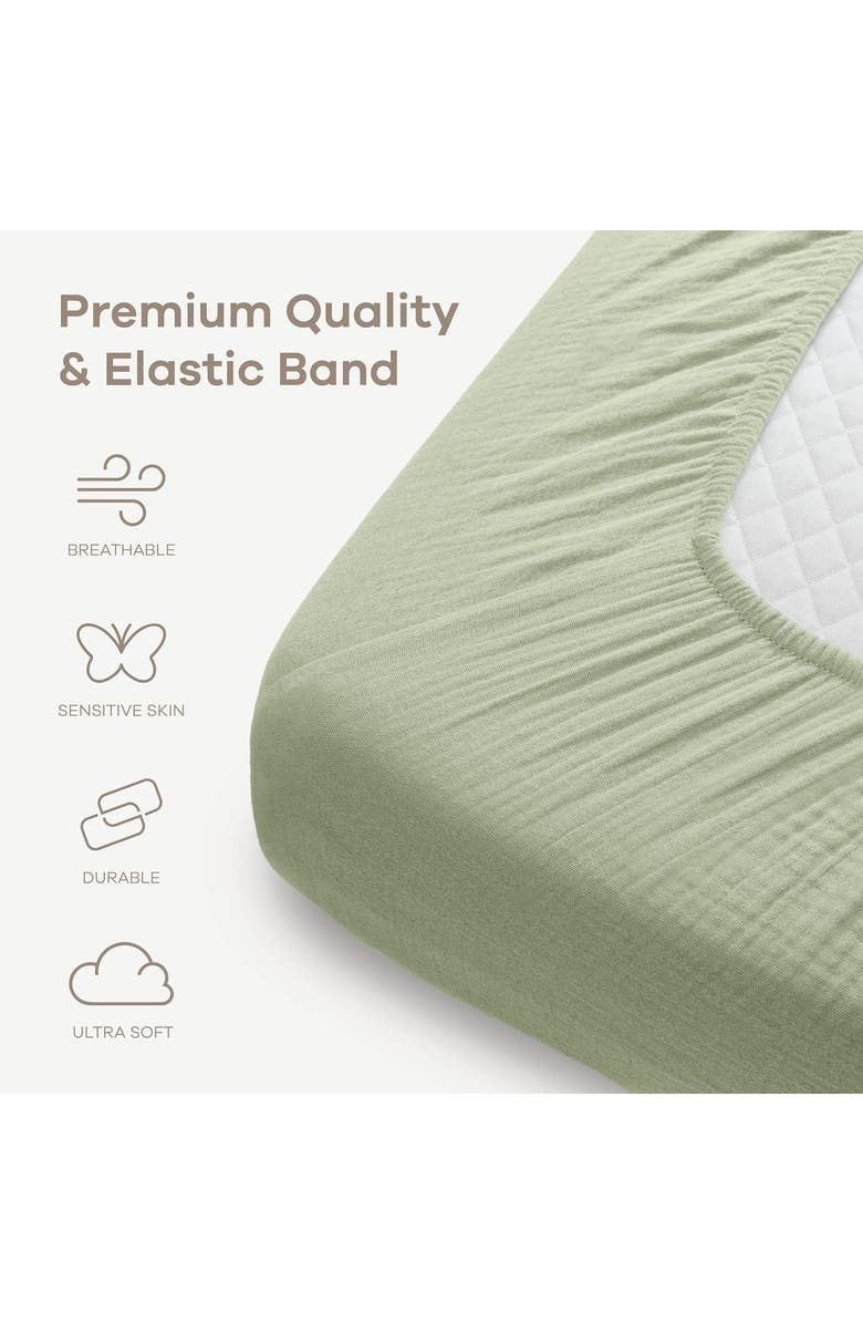 Comfy Cubs Muslin Fitted Crib Sheet, Alternate, color, Sage