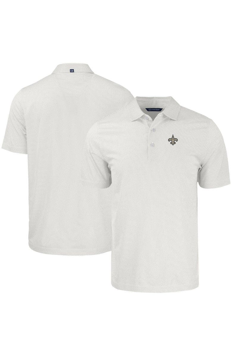 Cutter & Buck Men's Cutter & Buck White New Orleans Saints  Pike Eco Symmetry Print Stretch Recycled Polo, Alternate, color, 