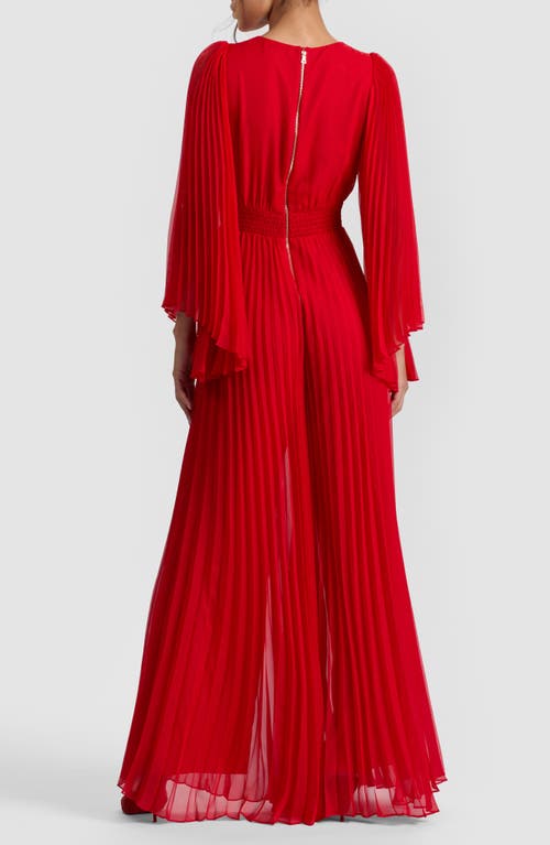 Alice And Olivia Alice + Olivia Bennet Smocked Pleated Wide Leg Jumpsuit In Red