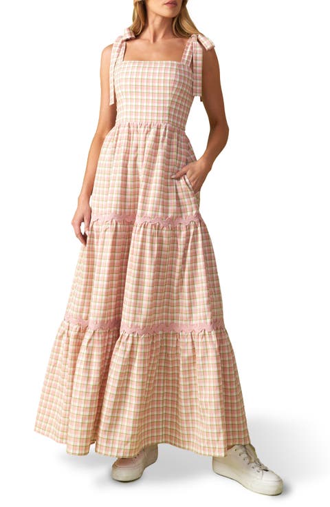 Gingham Tiered Midi Dress
