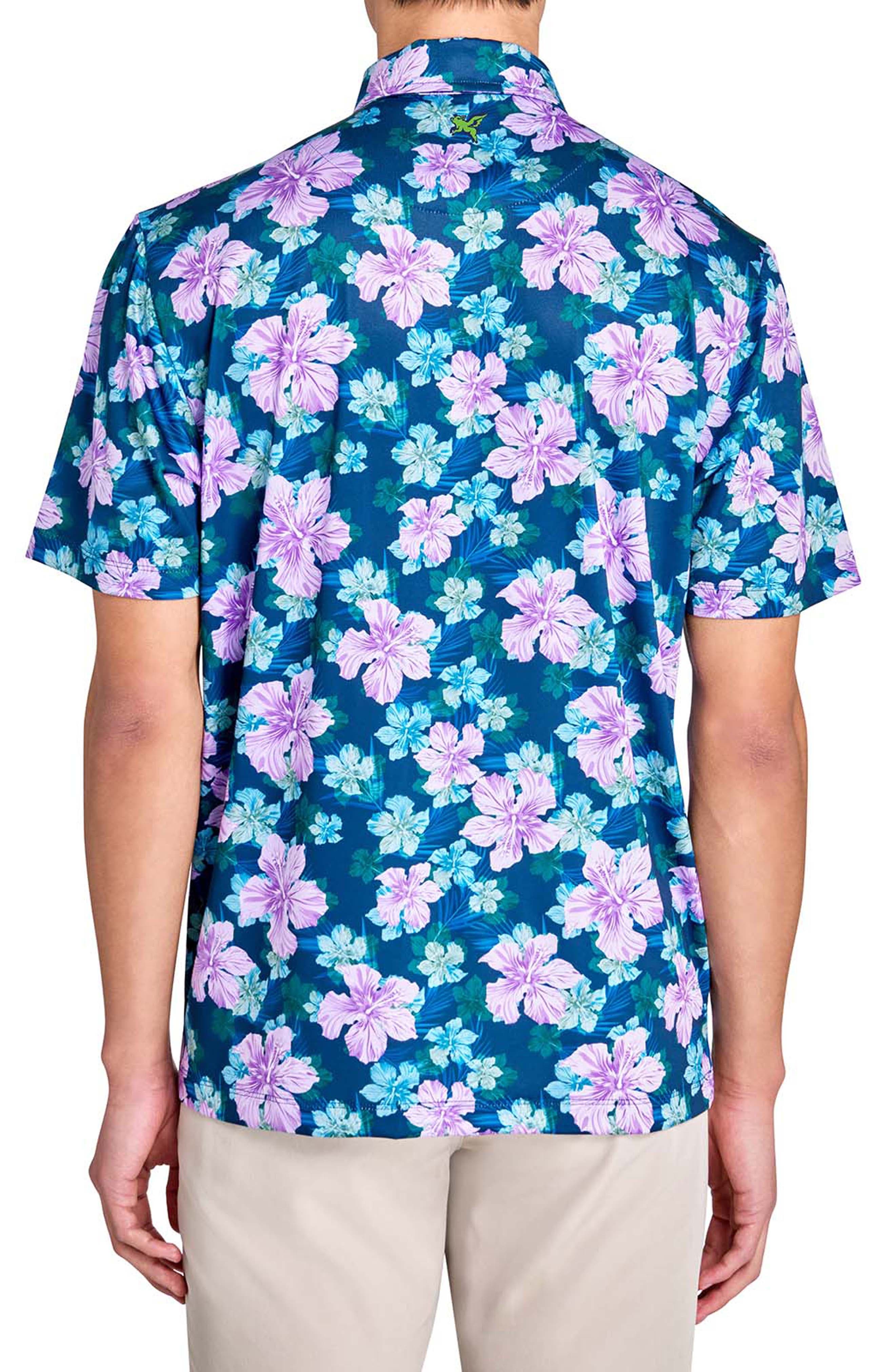 Regular Fit Layered Hibiscus Recycled Performance Golf Polo - image 2