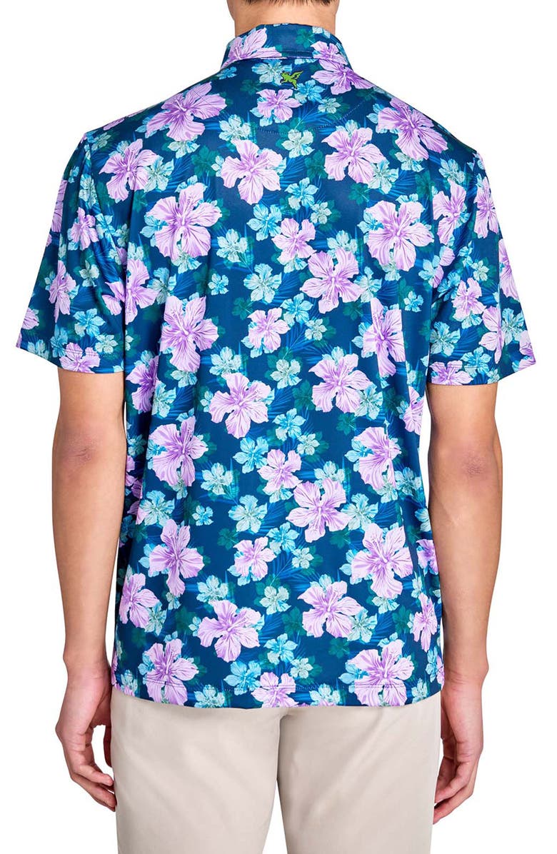 CONSTRUCT Regular Fit Layered Hibiscus Recycled Performance Golf Polo, Alternate, color, Navy/Purple