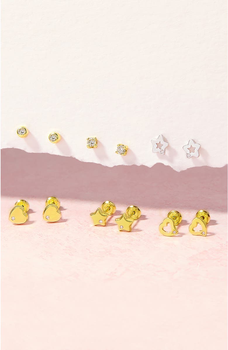 In Season Jewelry 14k Prong Set Diamond Little Earrings, Alternate, color, Gold