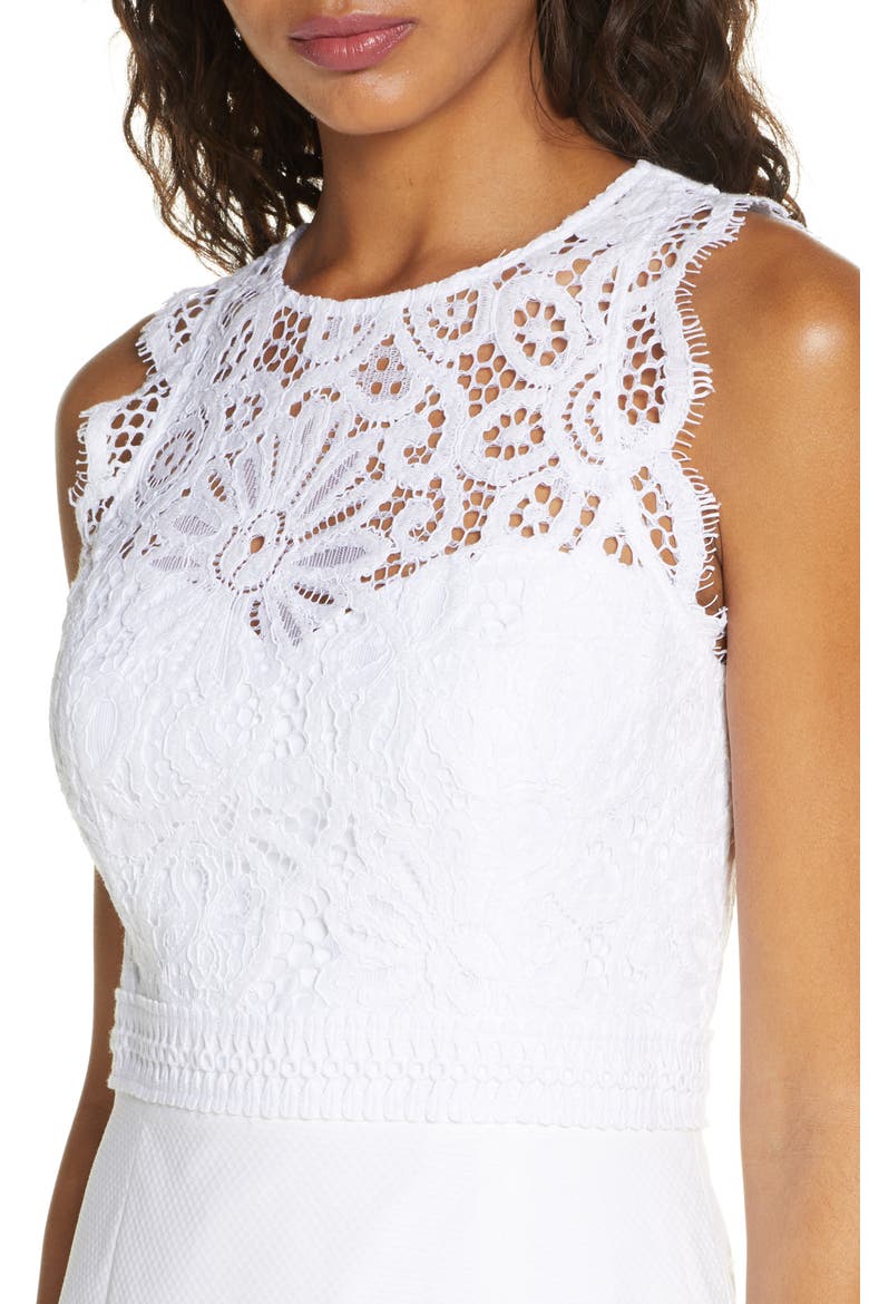Sharice Lace Sheath Dress, Alternate, color, RESORT WHITE