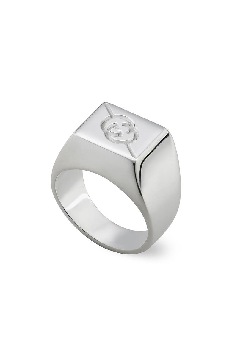 Gucci Interlocking-G Tag Signet Ring, Main, color, 