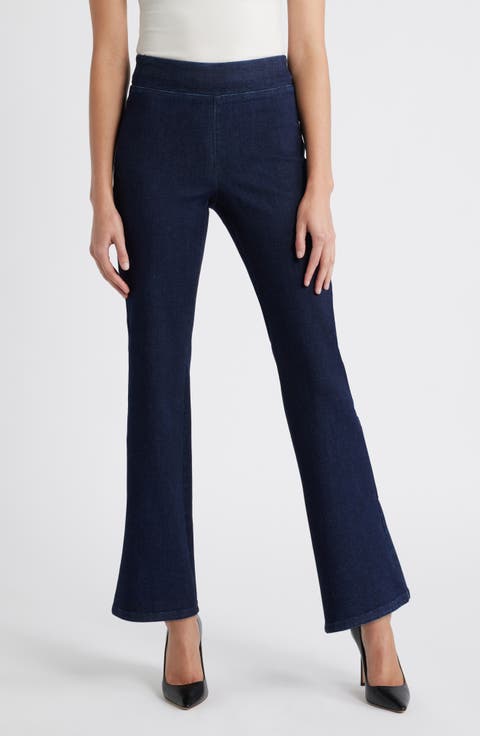 Pull-On High Waist Flare Jeans (Petite)