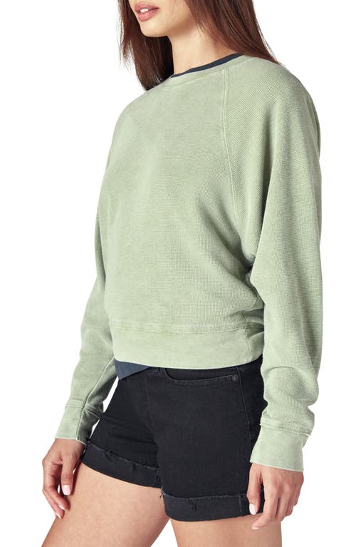 Lucky Brand Raglan Waffle Top In Green