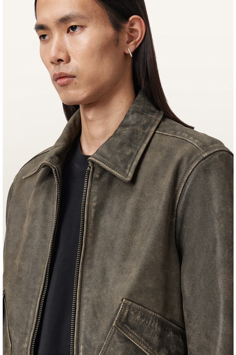 Marland Leather Aviator Jacket, Alternate, color, BLACK BEIGE