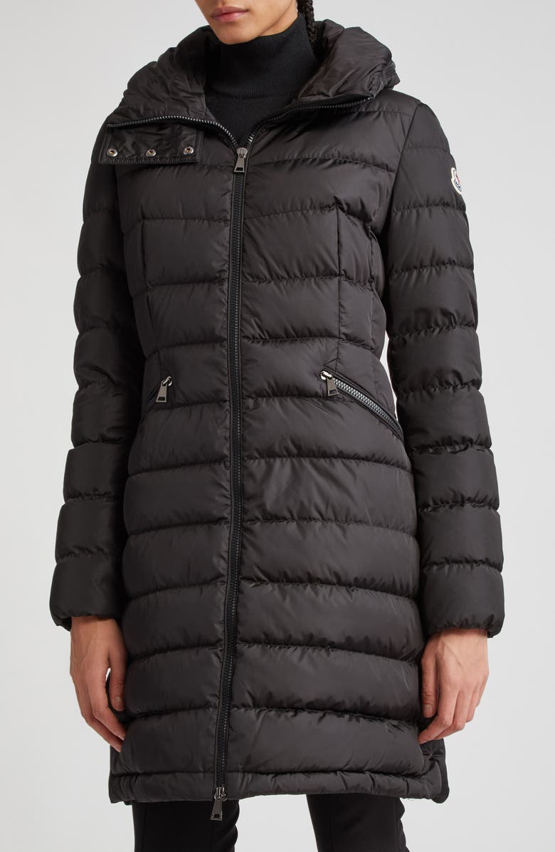 Moncler Flammette Down Coat, Main, color, Black