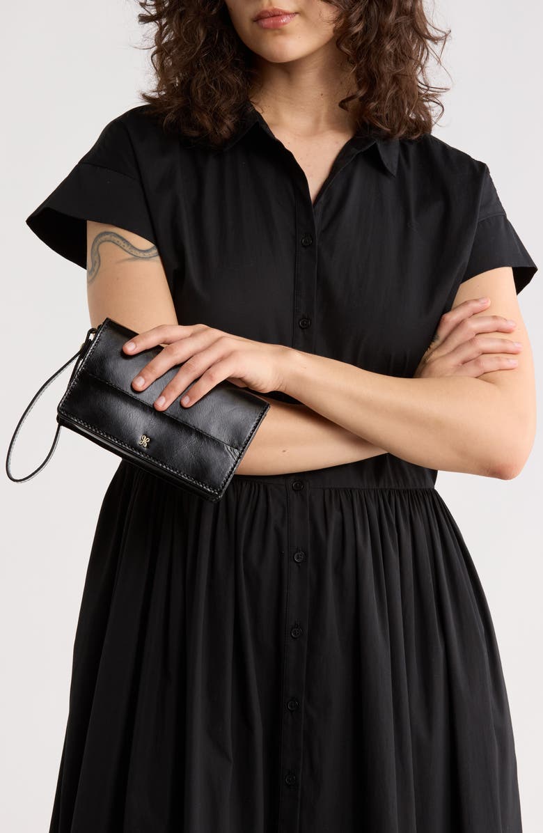HOBO Jill Leather Wristlet, Alternate, color, Black