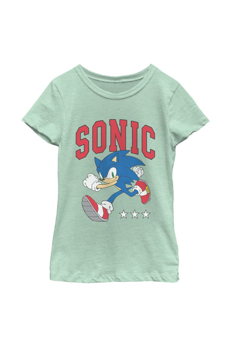 Girl's Sonic the Hedgehog Three Stars Running  Graphic T-Shirt, Main, color, Mint