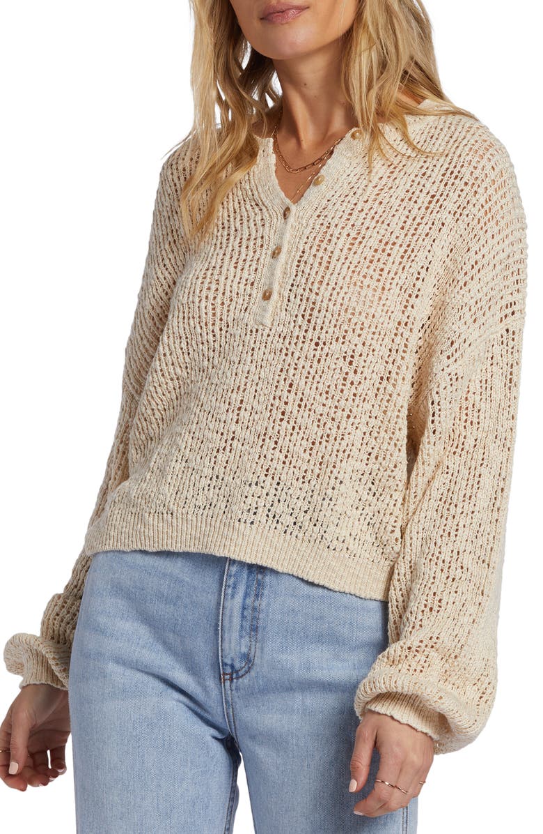 Billabong Warmin' Up Open Stitch Cardigan, Alternate, color, Whitecap
