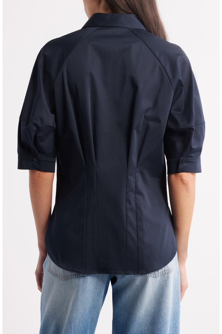Belaurena Puff Elbow Sleeve Button-Up Shirt, Alternate, color, DK BU