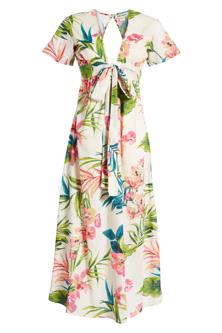 Rolling Seas Print Midi Dress, Alternate, color, WHITE CAP