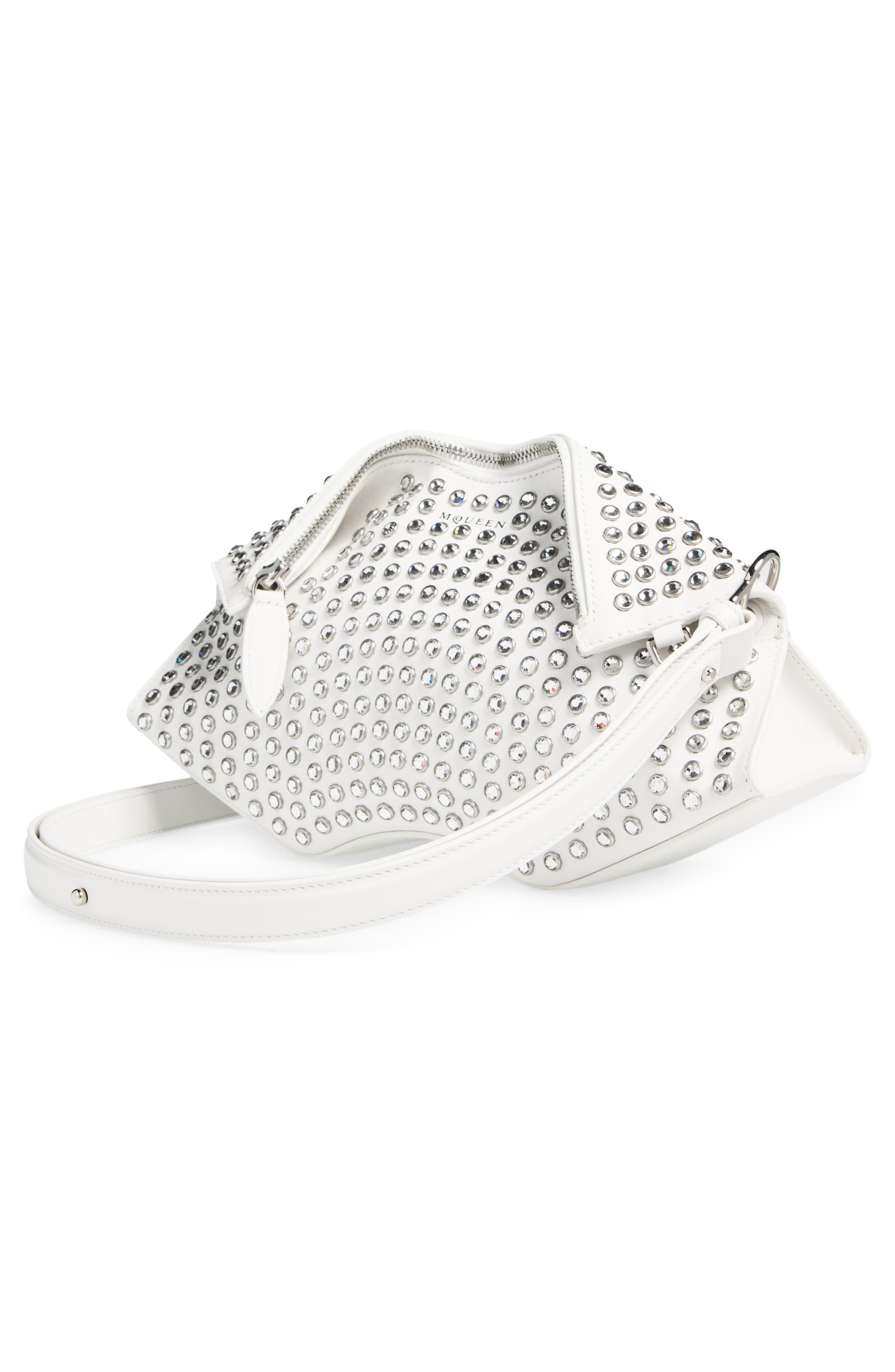 Manta Leather Clutch, Alternate, color, WHITE/ SILVER