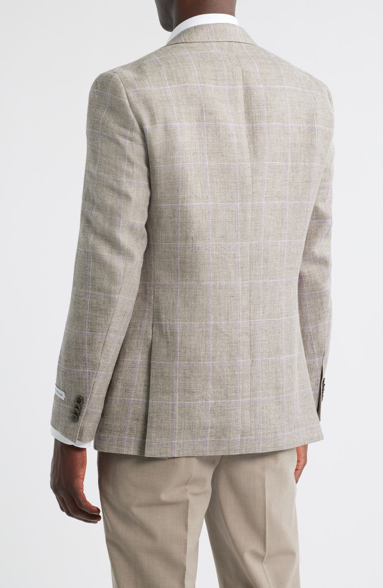 Peter Millar Hyperlight Soft Windowpane Check Linen & Wool Sport Coat, Alternate, color, Tan