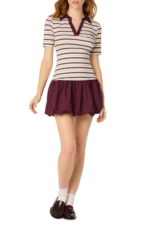 Emmalee Mixed Media Bubble Hem Minidress