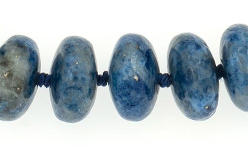Adina Reyter Denim Lapis Coin Diamond Dice Big Bead Necklace In Silver/blue