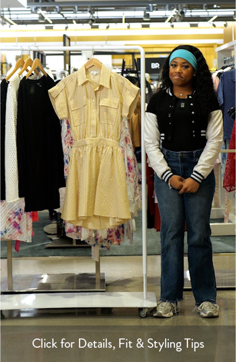 Stripe Short Sleeve Cotton Seersucker Shirtdress, sales video thumbnail