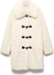MANGO Faux Fur Toggle Coat