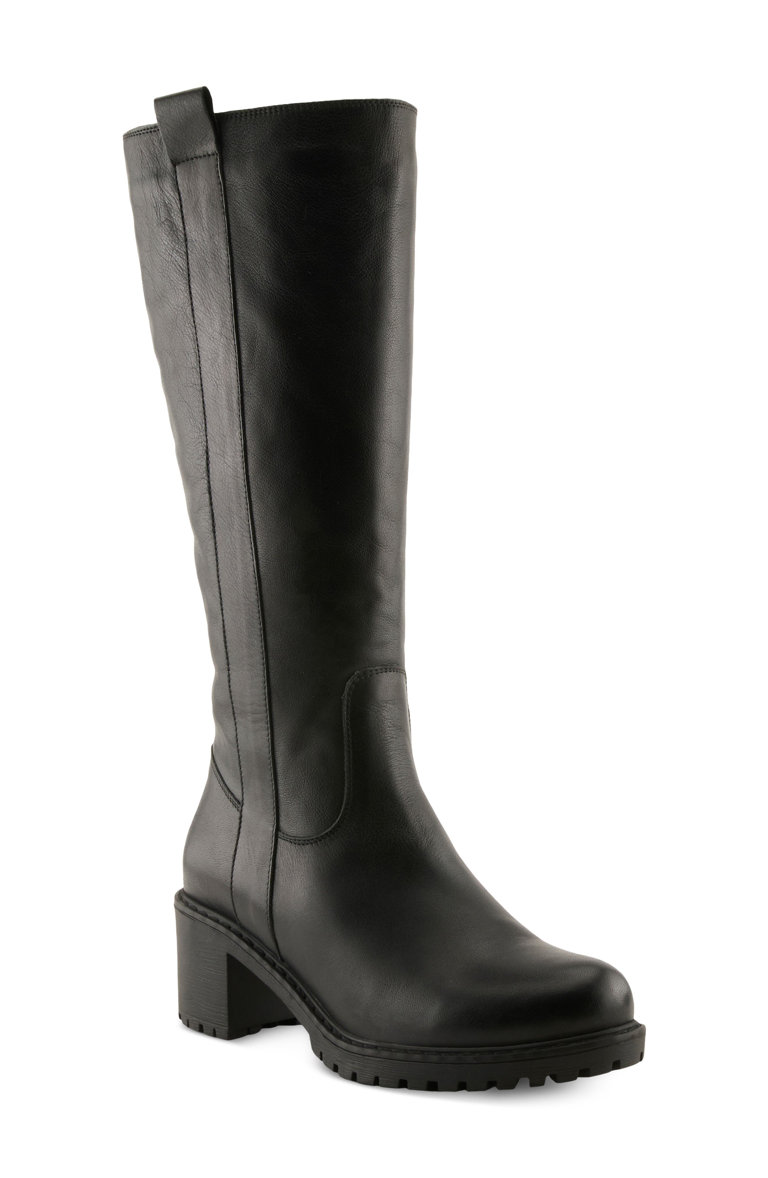 Stormi Leather Knee High Boot, Main, color, BLACK