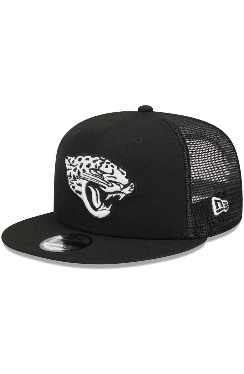 New Era Men's New Era Black Jacksonville Jaguars Main Trucker 9FIFTY Snapback Hat, Main, color, Black