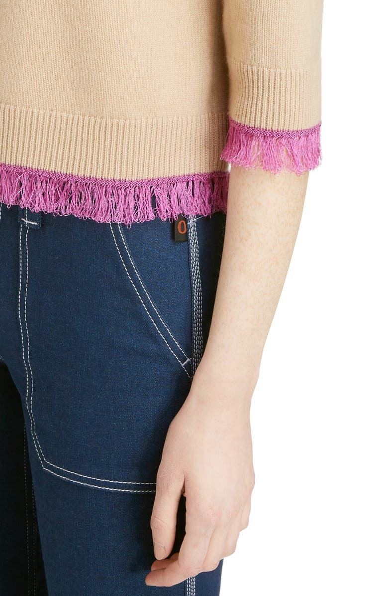 Chloé Fringe Edge Cashmere Sweater, Alternate, color,