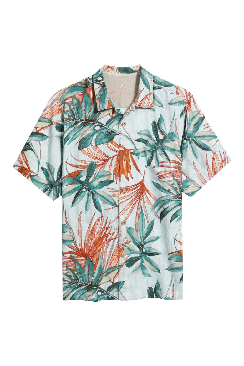 Tidal Fronds Silk Camp Shirt, Alternate, color, PALE OPAL