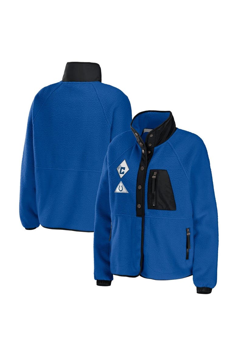 Women's WEAR by Erin Andrews Royal Indianapolis Colts Polar Fleece Raglan Full-Snap Jacket, Main, color, Royal
