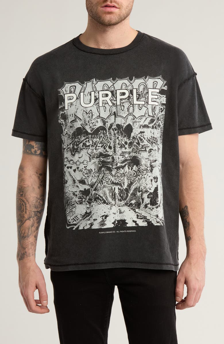 PURPLE BRAND Textured Inside Out Cotton Graphic T-Shirt, Main, color, 