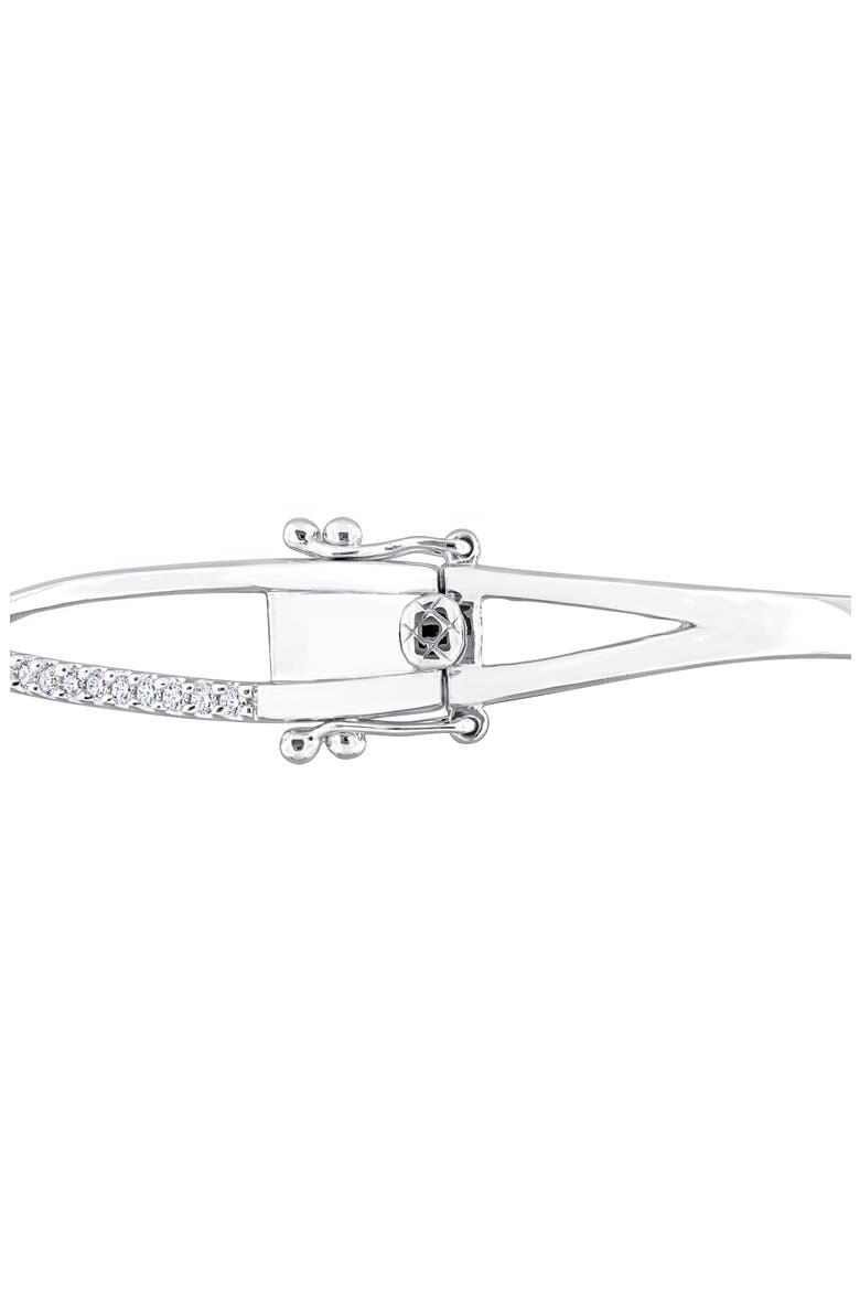 Lab-Created Moissanite Crossover Bangle Bracelet, Alternate, color, SILVER/ WHITE