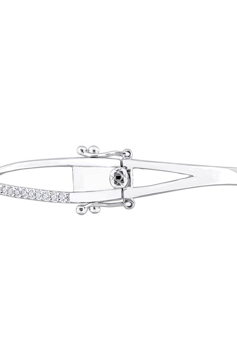 DELMAR Lab-Created Moissanite Crossover Bangle Bracelet, Alternate, color, Silver/ White
