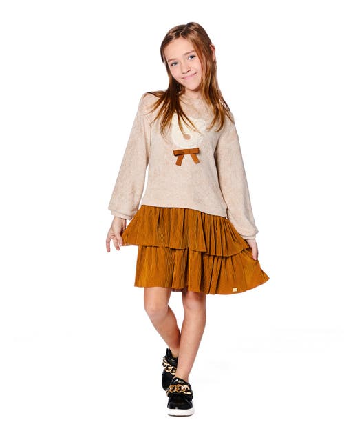 Deux Par Deux Bi-material Dress With Layered Skirt In Multi